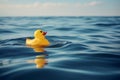 Rubbery duck toy floating in the sea. Generate ai