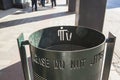 Rubbish bin on city sidewalk