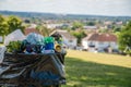 Rubbish bin garbage and waste in a nature Park Royalty Free Stock Photo