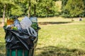 Rubbish bin garbage and waste in a nature Park Royalty Free Stock Photo