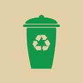 Rubbish Bin With Recycle Symbol Green Arrows Logo Web Icon Royalty Free Stock Photo