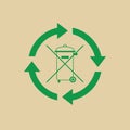 Rubbish Bin With Recycle Symbol Green Arrows Logo Web Icon Royalty Free Stock Photo