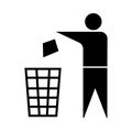 Rubbish bin sign. Image of a trash can. The symbol of purity. Waste recycling illustration. Vector drawing