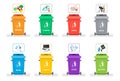 Rubbish Container For Sorting Waste Icon Set Recycle Garbage Concept Logo Collection