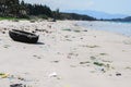 Rubbish and dirt on a sandy beach in Vietnam