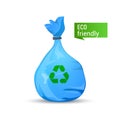 Rubbish garbage bag vector plastic icon. Trash recycle rubbish bin cartoon illustration design