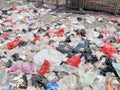 rubbish strewn in front of the fish market Royalty Free Stock Photo