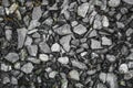 Rubble background. Crushed rock close up. Small rocks ground. Crushed stone road building material gravel texture. Small stone Royalty Free Stock Photo