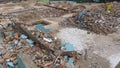 the rubble of the building after it was demolished Royalty Free Stock Photo