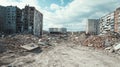Rubble and Debris of Destroyed Apartment Buildings Royalty Free Stock Photo