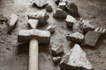 Rubble debris with hammer Royalty Free Stock Photo