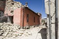 Rubble of earthquake damaged building, Rieti Emergency Camp, Amatrice, Italy Royalty Free Stock Photo