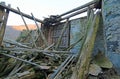 Rubble and the ruins of the house destroyed by powerful earthqu Royalty Free Stock Photo