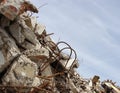 Rubble and twisted metal skyline on a demolition site Royalty Free Stock Photo