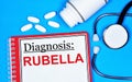 Rubella. Text label on the medical file.