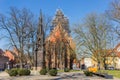 Rubenow sculpture and St. Jacobi church in Greifswald