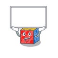 A rubic cube mascot picture raised up board