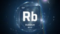Rubidium as Element 37 of the Periodic Table 3D illustration on blue background Royalty Free Stock Photo