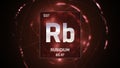 Rubidium as Element 37 of the Periodic Table 3D illustration on red background Royalty Free Stock Photo