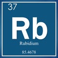 Rubidium chemical element, blue square symbol