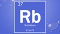 Rubidium chemical element symbol on blue bubble background