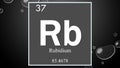 Rubidium chemical element symbol on wide bubble background