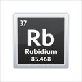Rubidium symbol. Chemical element of the periodic table. Vector stock illustration. Royalty Free Stock Photo