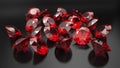 Rubies on a black background.