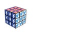 A rubik cube with icons of facebook, instagram and twitter conceptual image on social media day