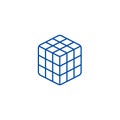 Rubik cube  line icon concept. Rubik cube  flat  vector symbol, sign, outline illustration. Royalty Free Stock Photo