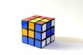 Rubik cube pattern. Blue, yellow, red, wight.