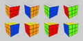 Rubik cube in 8 positions Royalty Free Stock Photo