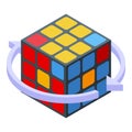 Rubik cube solving icon, isometric style
