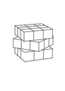 Rubik cube toys black and white lineart drawing illustration. Hand drawn coloring pages lineart illustration in black and white