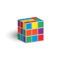 Rubik cube unsolved puzzle 3d isometric shape vector illustration isolated on white background Royalty Free Stock Photo