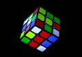 Rubik`s Cube on black background .