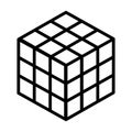 Rubik`s cube 3d combination puzzle line art vector icon for apps and websites