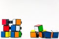 Rubik`s Cube 3D puzzle in pieces with whitespace