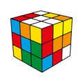 Rubik`s cube in different positions realistically isolated. Editorial isometric illustration. Rubik`s Cube is a combined 3D puzz Royalty Free Stock Photo