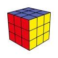 Rubik`s cube in different positions realistically isolated. Editorial isometric illustration. Rubik`s Cube is a combined 3D puzz Royalty Free Stock Photo