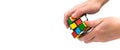 Rubik s cube in hand Royalty Free Stock Photo