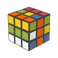 Rubik's cube isolated on a white background. Color line art. Modern design