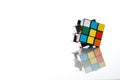 Rubik`s cube isolated on white background with copy space