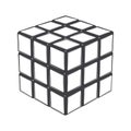 Rubik's cube isolated on a white background. Line art. Modern design