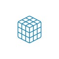 Rubik`s cube linear icon concept. Rubik`s cube line vector sign, symbol, illustration. Royalty Free Stock Photo