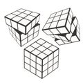 Rubik`s Cube logo design icon, vector illustration. Geometric sign pattern.