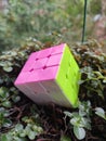 Rubik\'s Cube.the magic cube in natural background