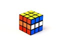 A Rubik's cube. puzzle. a mathematical problem. On a white isolated