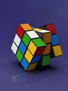 Rubik`s Cube, shuffled and rotated, extreme detail