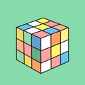 Rubik`s cube with unusual colors in vector.